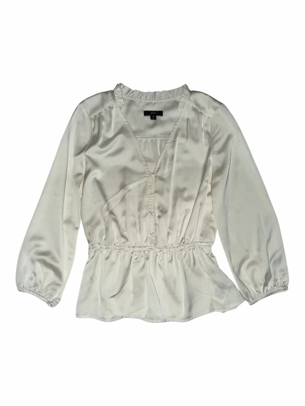 J.Crew Satin Peplum Blouse Bundle — Coral & Ivory, Size 0 (2 Items) - Picture 2 of 5